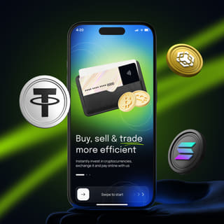 Donau Grund handelsplatform-interface weergegeven op een mobiel apparaat