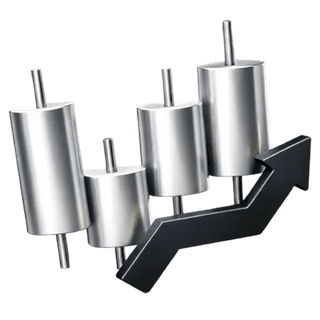 3D-icoon van een candlestick-handelsgrafiek op de over-ons-pagina van Donau Grund